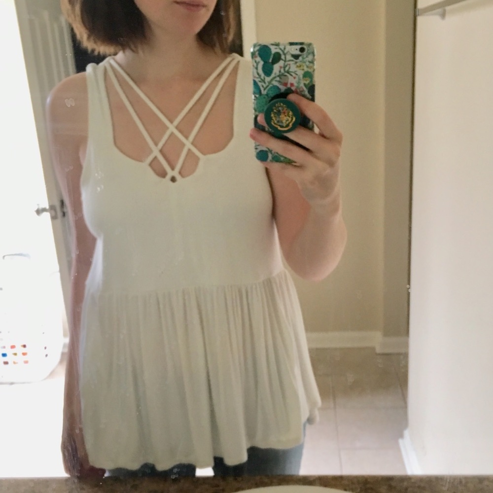 White peplum tank